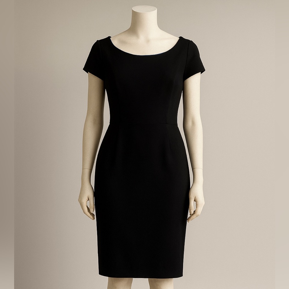 Classic Black Short-Sleeve Sheath Dress